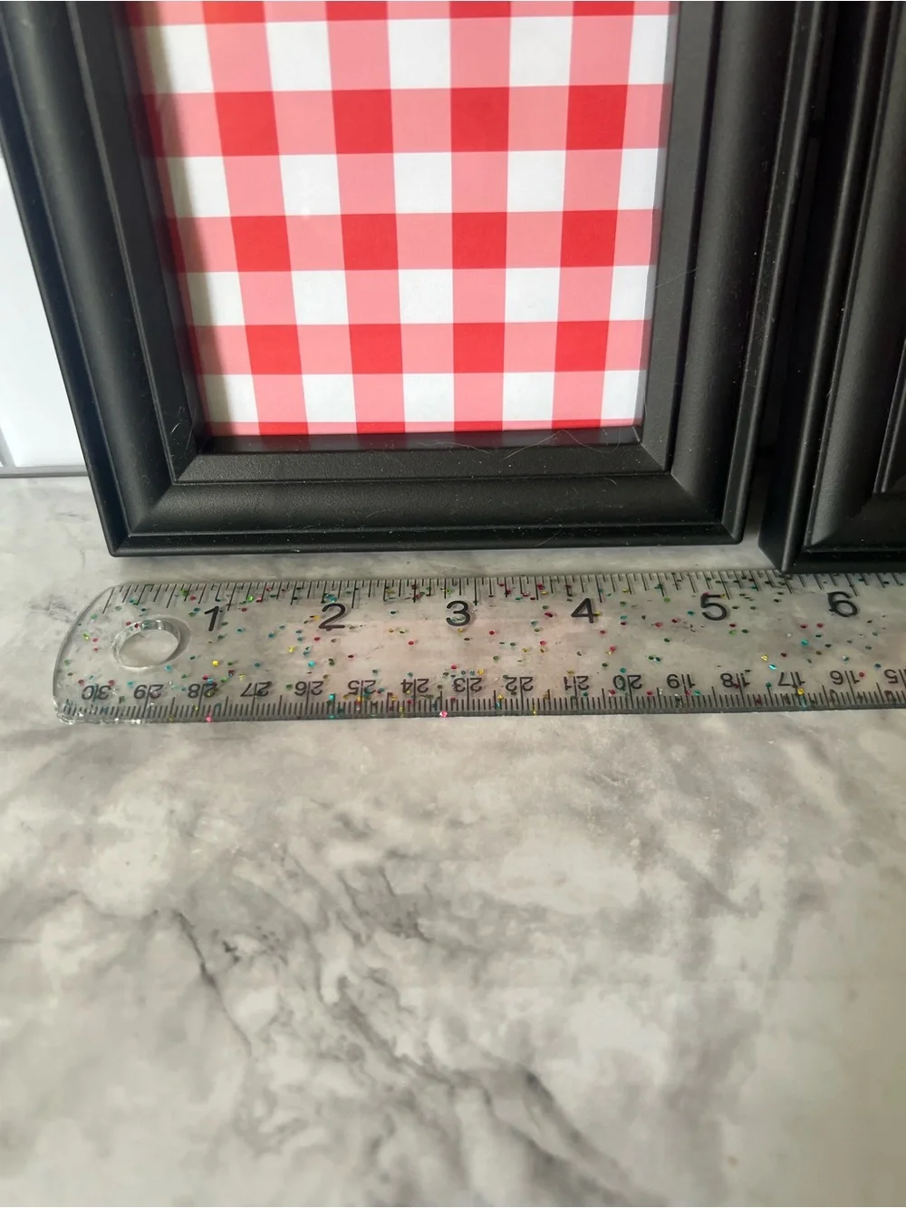 Black Arch Photo Frame Pair with Red Gingham Inserts